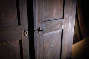 Old wardrobe with key hole